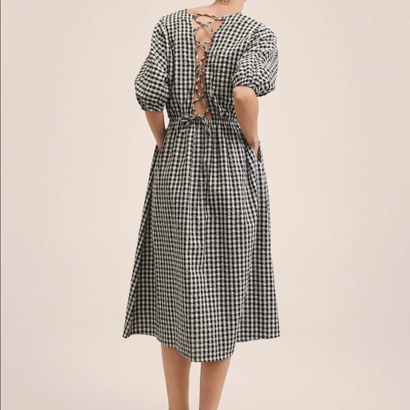 Mango Dresses & Skirts - MANGO white&black checked cotton A-line midi dress.